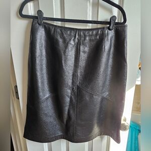 Apostrophe 90's A-line Black Leather Skirt